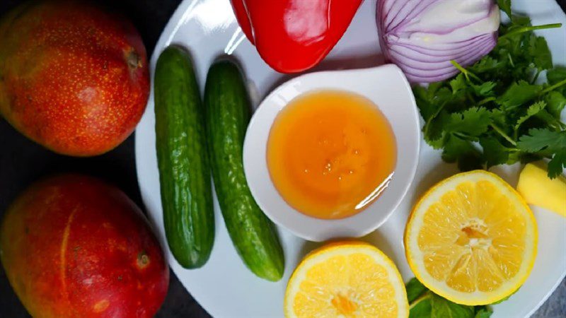 Ingredients for mango cucumber salad