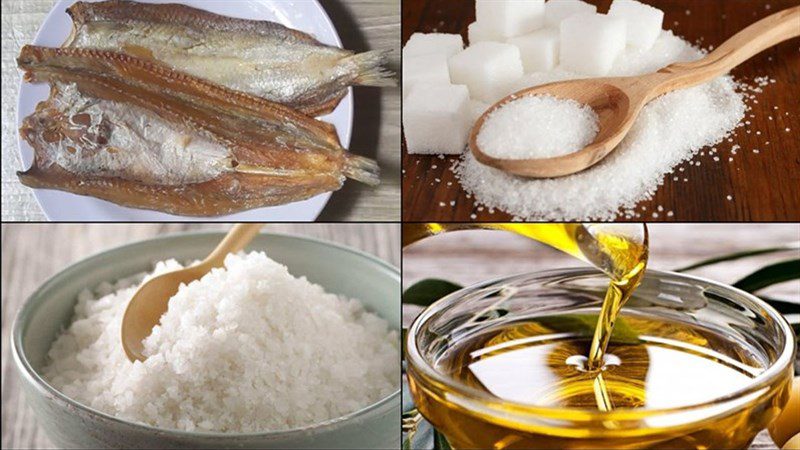 Ingredients for fried dried mullet with vinegar and sugar