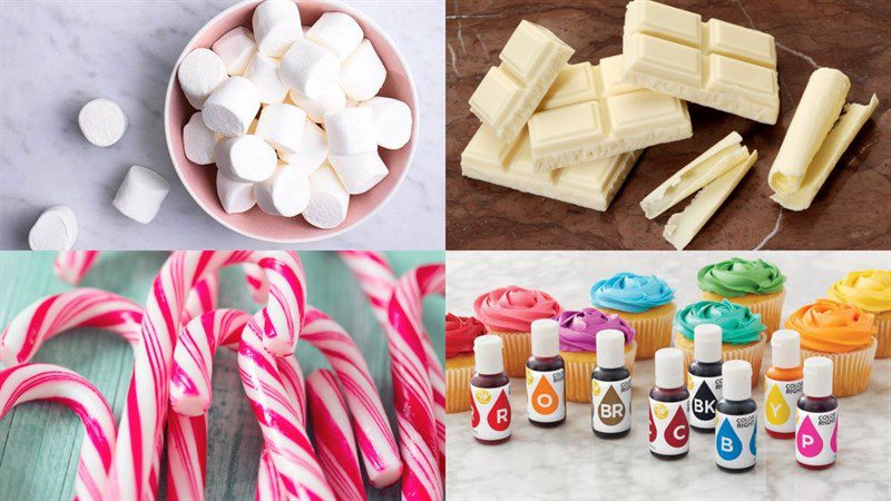 Ingredients for chocolate-dipped marshmallow candy