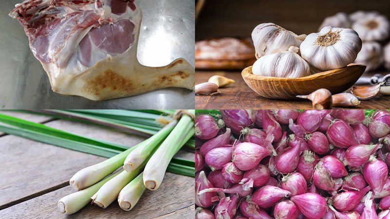 Ingredients for steamed goat with lemongrass