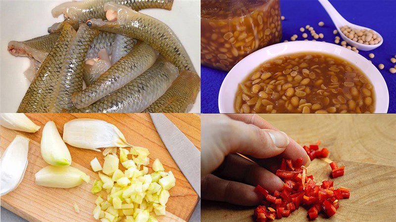 Ingredients for braised goby fish with fermented soybeans