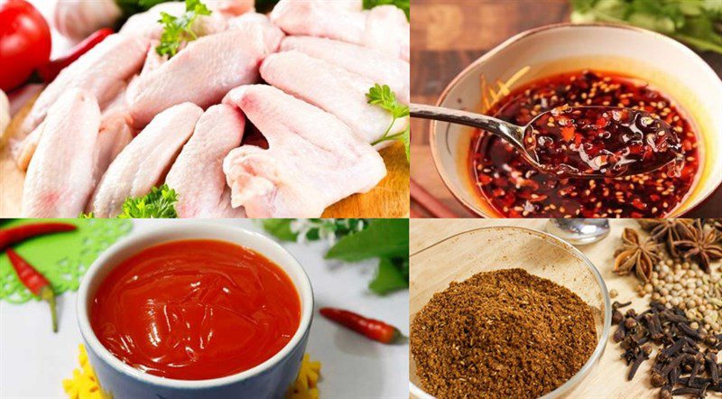 Ingredients for the dish 3 ways to make grilled chicken wings