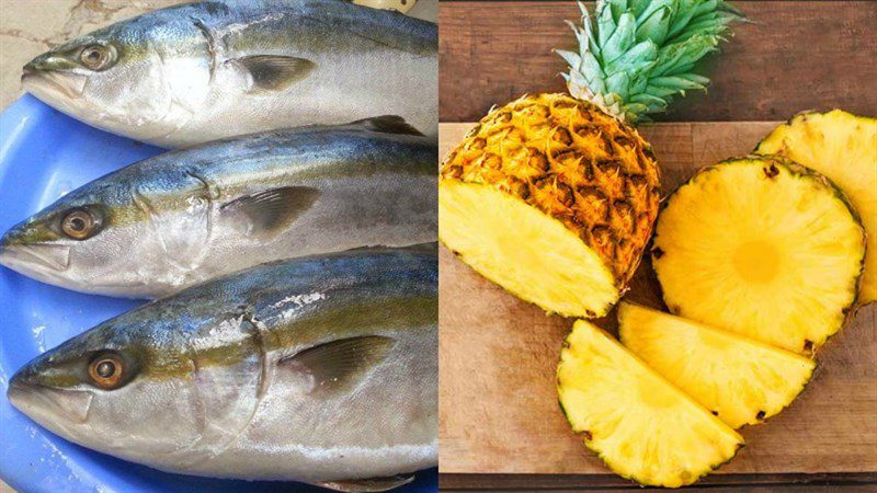 Ingredients for the dish of braised pomelo fish with pineapple and ginger