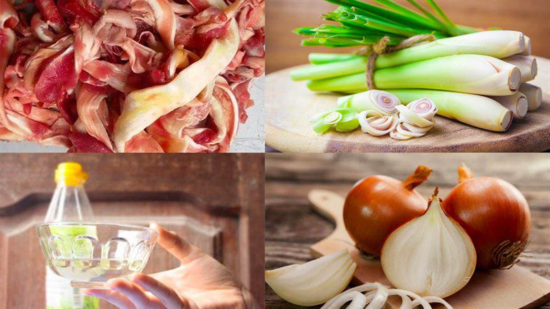 Ingredients for the dish of beef tendon soaked in vinegar