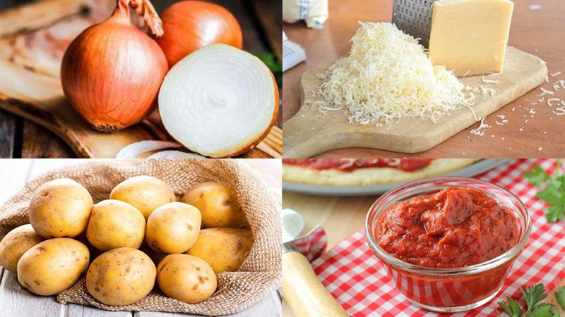 Ingredients for potato cheese taco dish