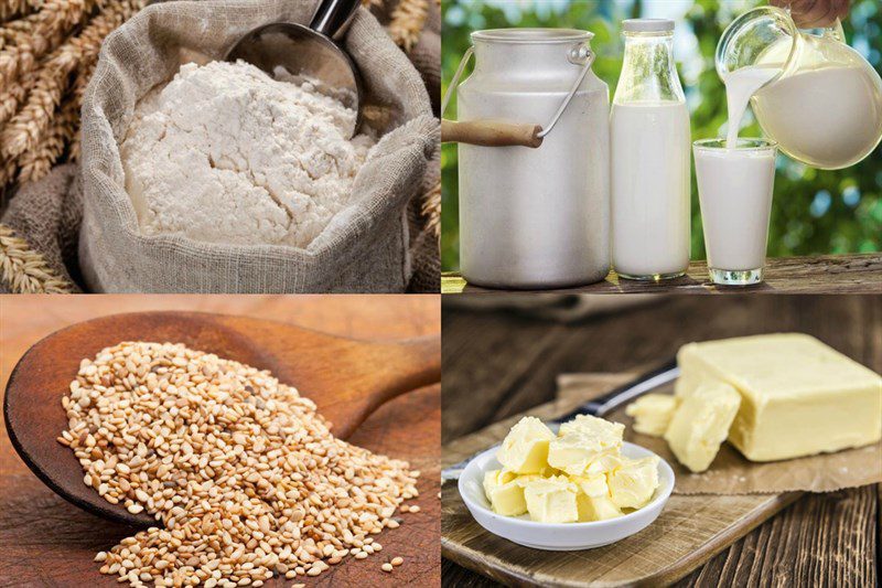 Ingredients for dish 2 recipes for fried and steamed flour cake