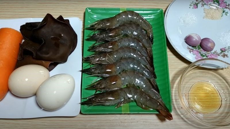 Ingredients for steamed egg with shrimp