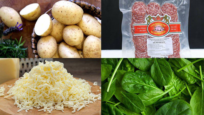 Ingredients for ground beef rolled potatoes and sausage dish