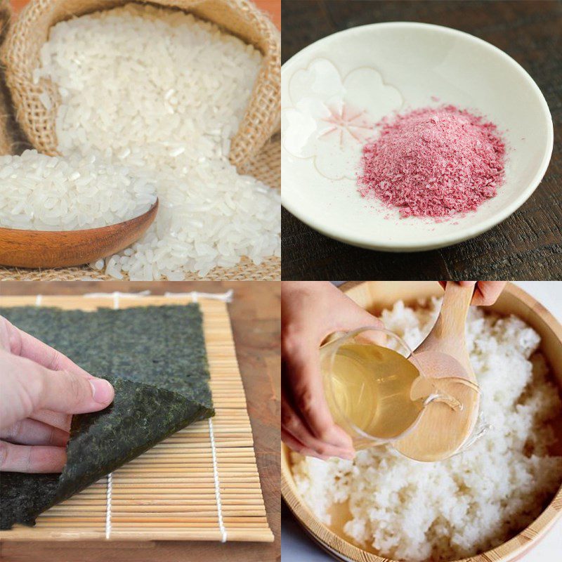 Ingredients for cherry blossom sushi