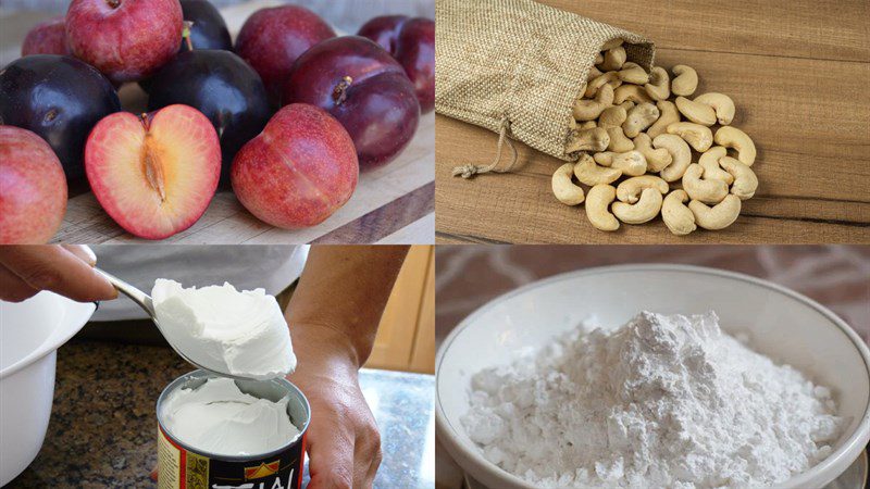 Ingredients for plum ice cream without whipping cream