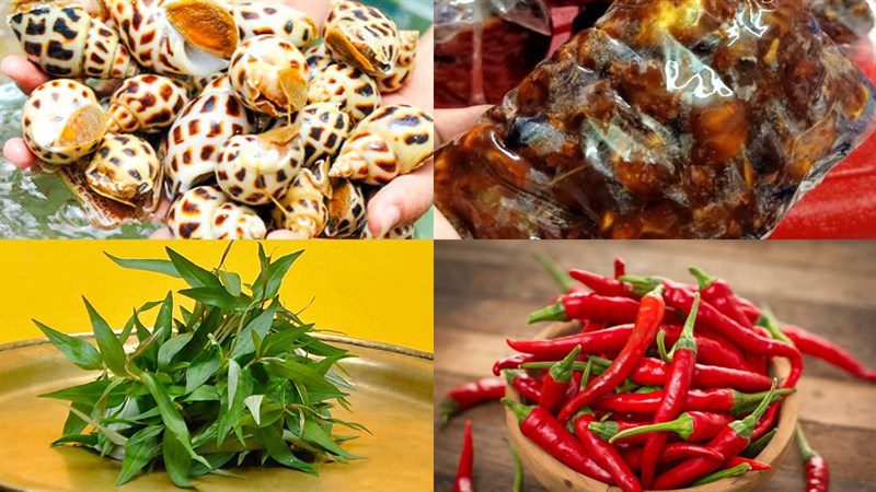 Ingredients for the dish of 2 ways to make stir-fried sea snails with tamarind and stir-fried sea snails with corn