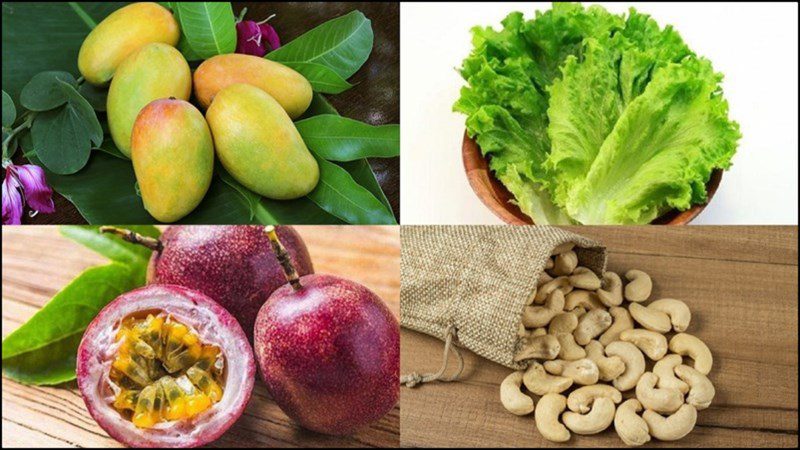 Ingredients for mango salad dish