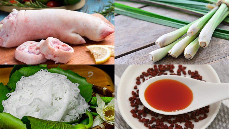 Ingredients for pork knuckle noodle dish