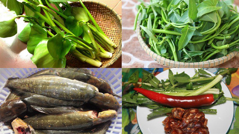 Ingredients for the dish 2 ways to cook sour catfish soup