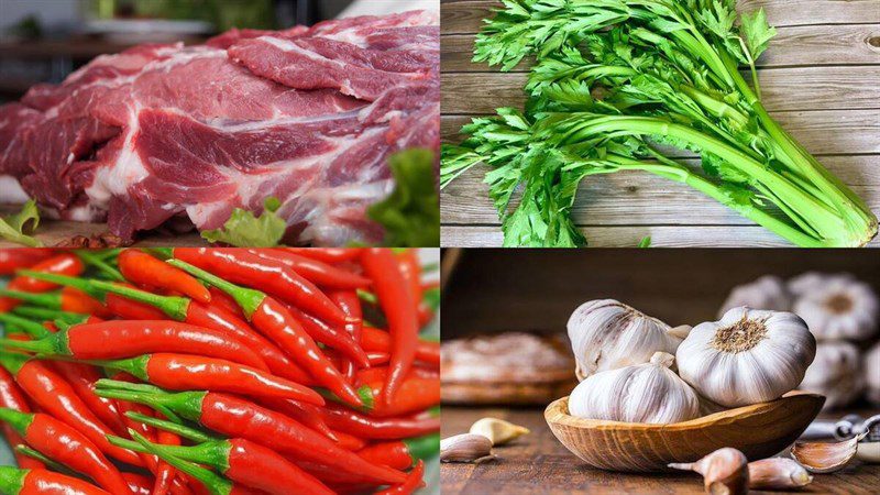 Ingredients for stir-fried celery with pork