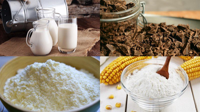 Ingredients for chocolate-coated milk ice cream