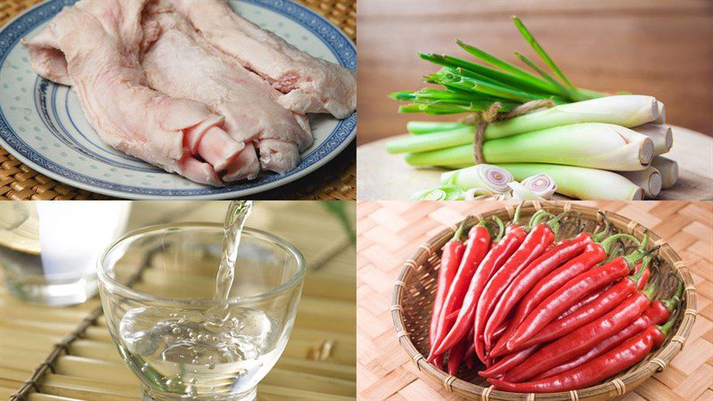 Ingredients for beef tendon soaked in lemongrass and chili