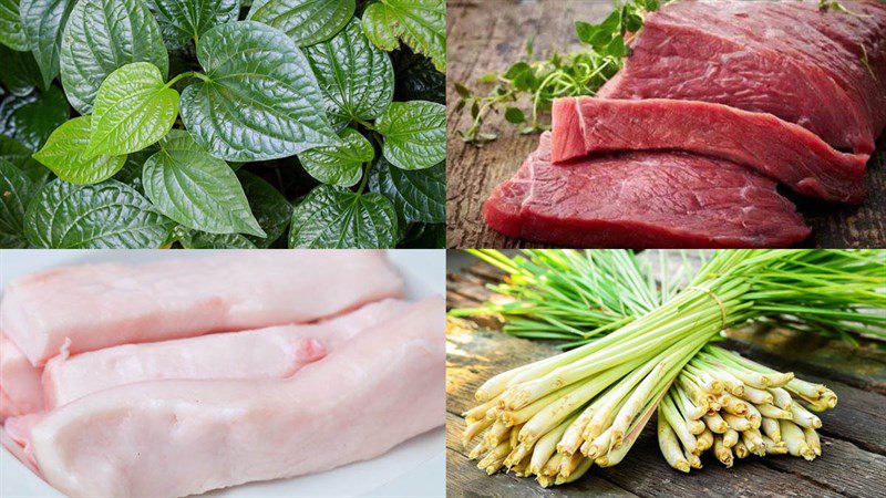 Ingredients for grilled beef wrapped in betel leaf using an air fryer