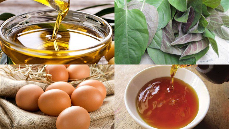 Ingredients for fried eggs with Vietnamese knotweed leaves