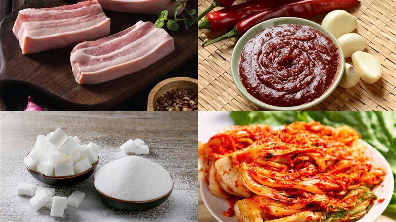 Ingredients for stir-fried pork with kimchi