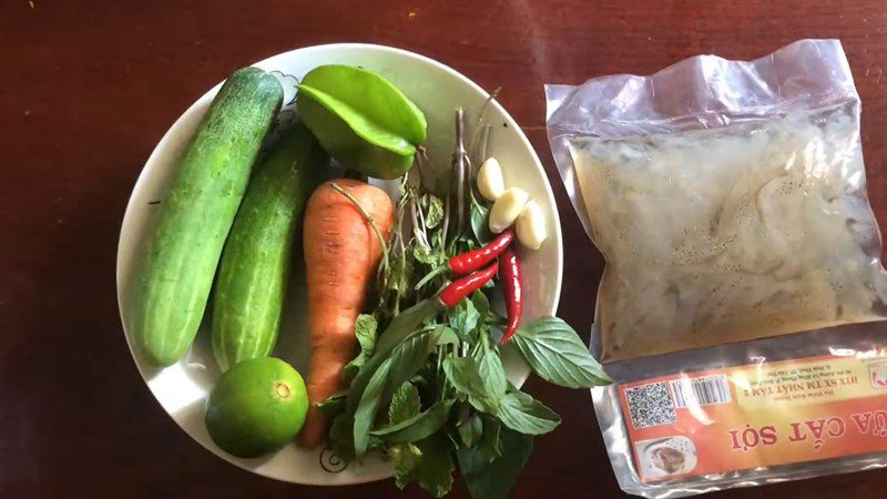 Ingredients for jellyfish and cucumber salad