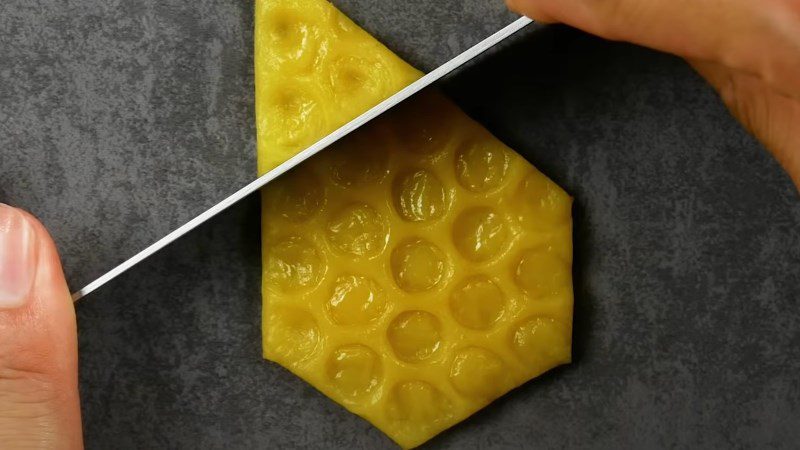 Use knife to cut dough into hexagon shape.