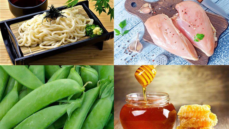 Ingredients for the dish 2 ways to cook chicken udon and kimchi