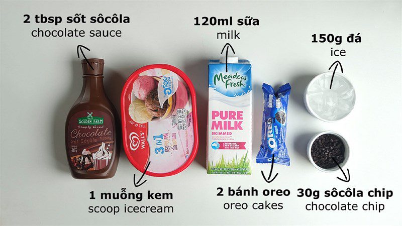 Ingredients for the dish 3 ways to make blended oreo ice