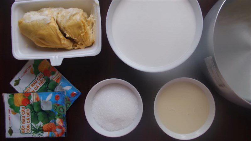 Ingredients for durian jelly dish