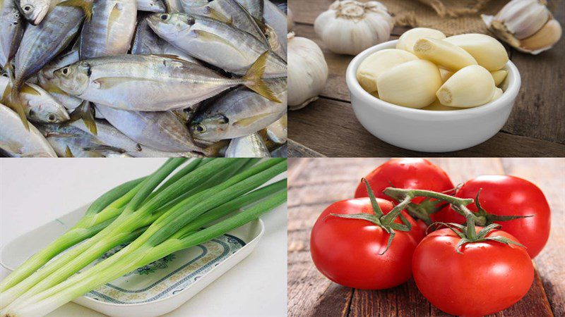 Ingredients for the dish of fried barramundi in fish sauce and fried with tomato sauce