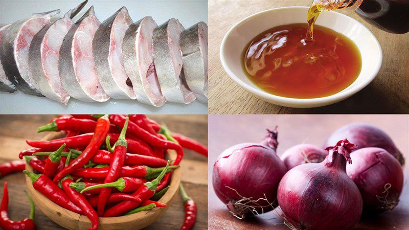 Ingredients for fried giant grouper with fish sauce and tomato sauce