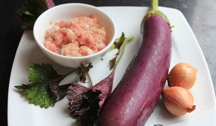 Ingredients for grilled eggplant with scallion oil and stuffed grilled eggplant