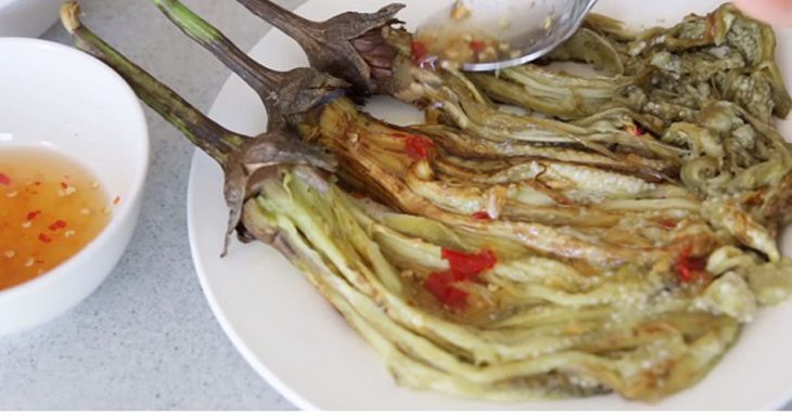 Step 4 Completed Grilled Eggplant with Scallion Oil