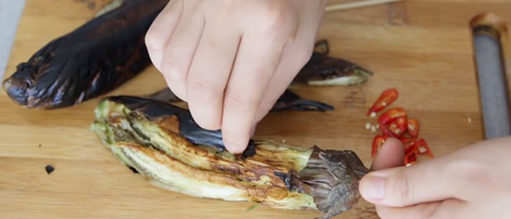 Step 2 Grilled Eggplant Grilled Eggplant with Green Onion Oil