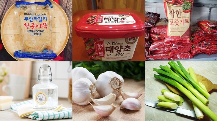 Ingredients for spicy fish cake and fish cake hot pot