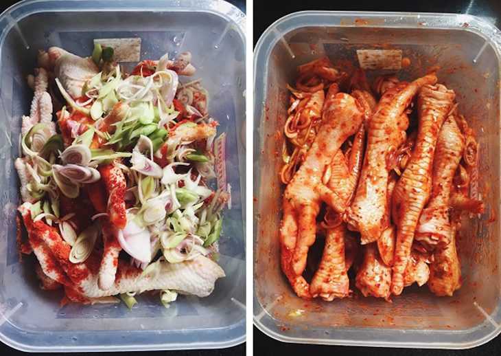 Step 2 Marinate the chicken feet Fried chicken feet with tamarind