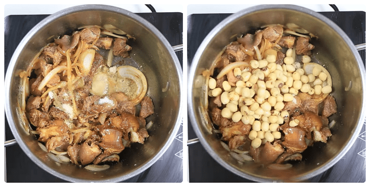 Step 3 Stewing beef tendon Beef tendon stew with lotus seeds