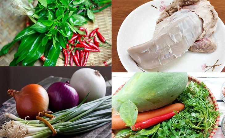 Ingredients for sweet and sour pig tongue salad