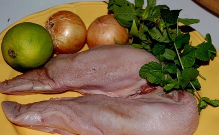 Ingredients for sweet and sour pig tongue salad