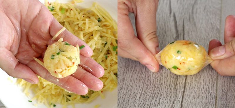 Step 2 Wrap the cheese balls for crispy fried cheese balls wrapped in salted egg