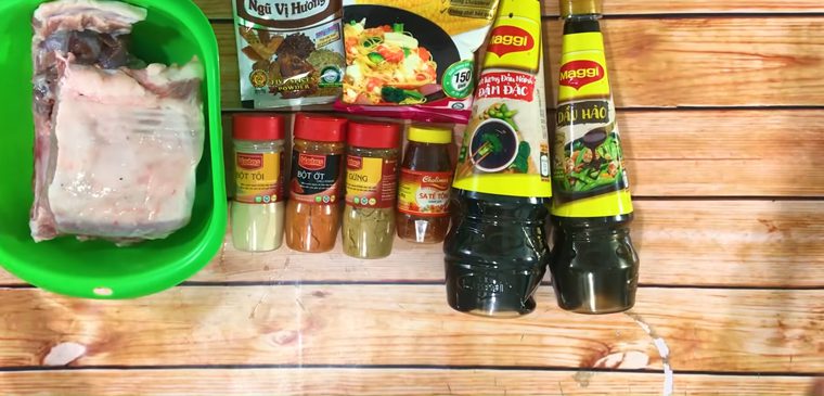 Ingredients for crispy fried ribs