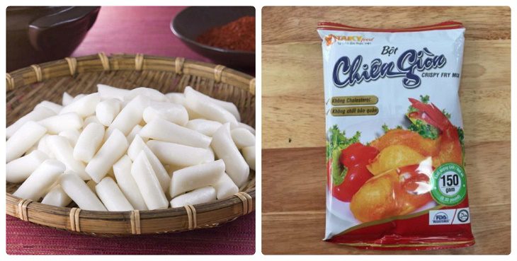 Ingredients for 2 ways to make crispy and cheesy fried tokbokki