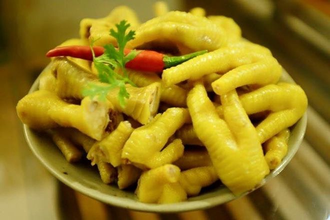 Step 4 Final product Chicken feet boiled with golden turmeric