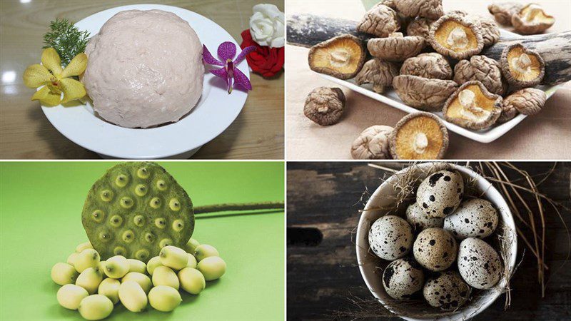 Ingredients for lotus seed mushroom soup