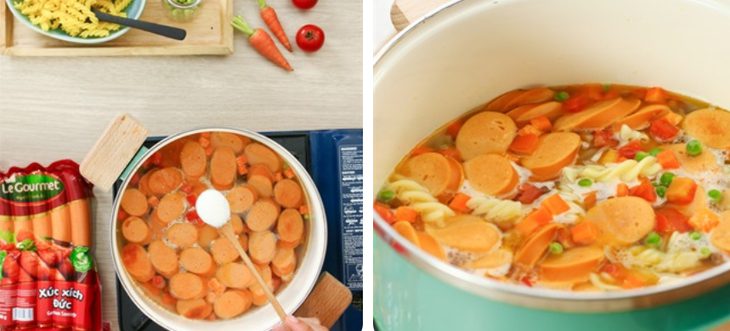 Step 3 Cook the Noodle Broth for Sausage Noodles