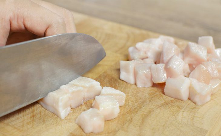 Step 1 Chop pork fat for Lemongrass Grilled Beef