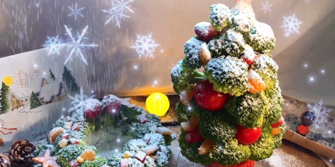 2 ways to arrange fruits and vegetables in the shape of a christmas tree for decoration 15323