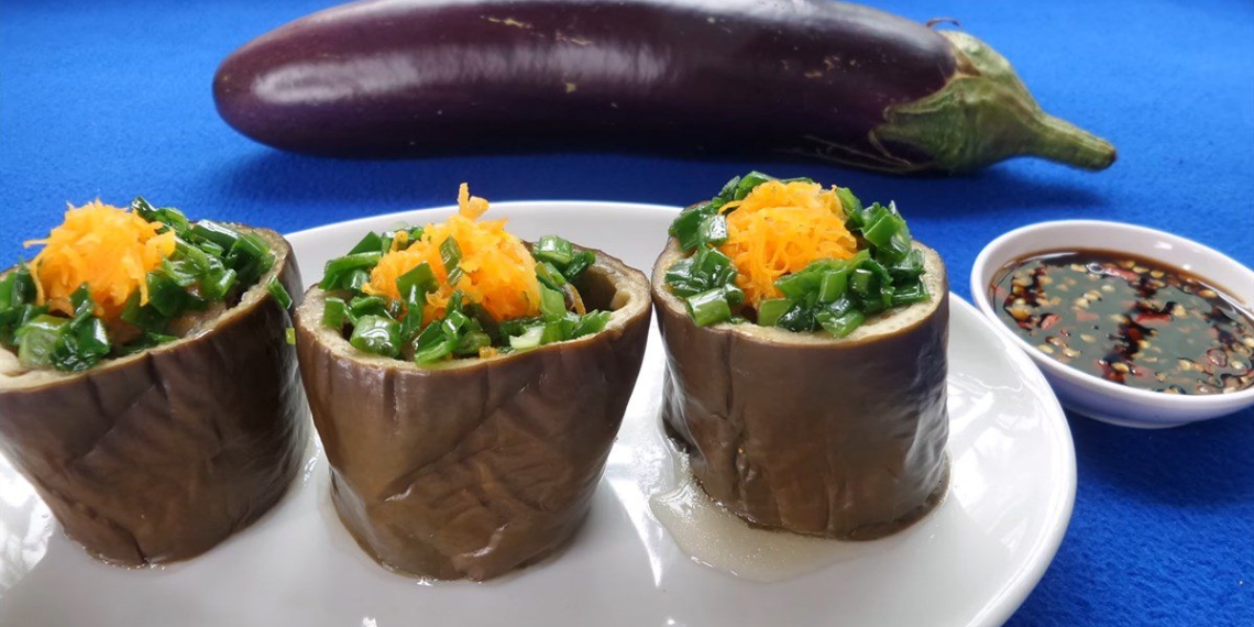 2 ways to make eggplant stuffed with meat steamed with onion and delicious soy sauce 09755