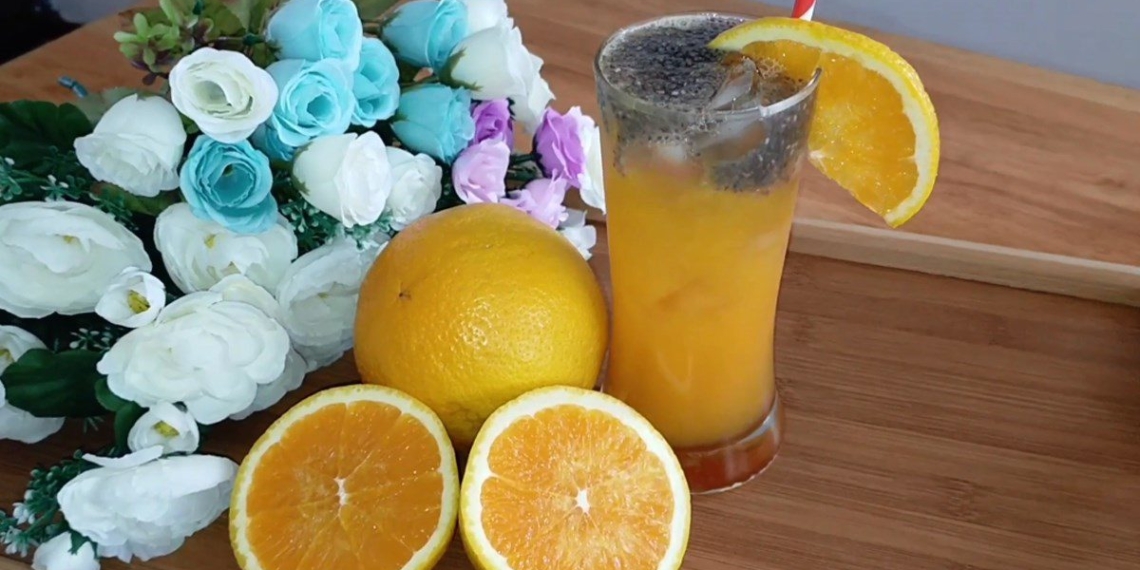 2 ways to make fresh chia seed orange water refreshing cooling 10419