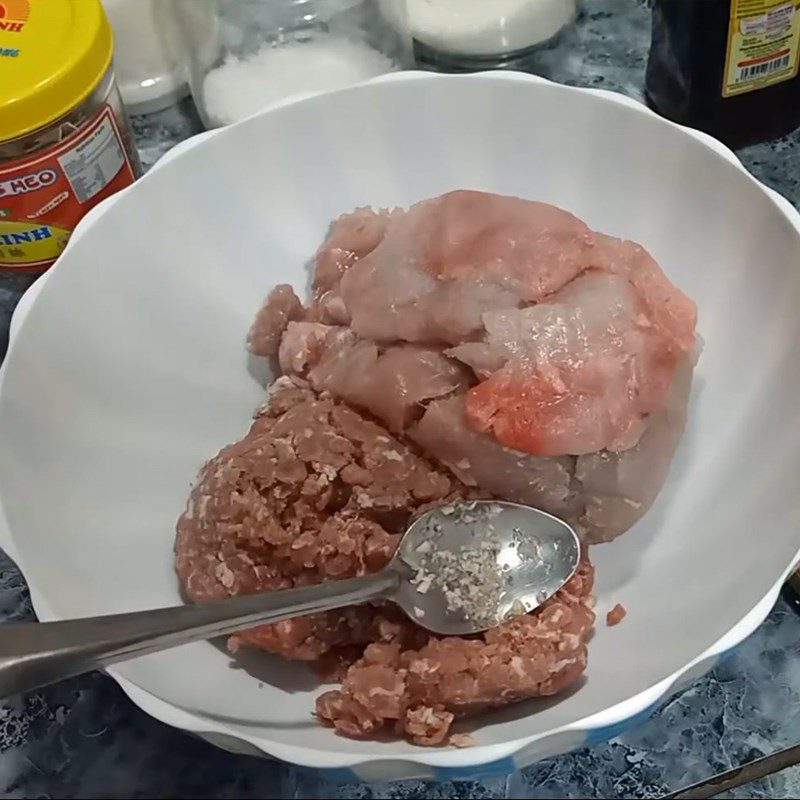 Step 2 Seasoning the filling Fish spring rolls